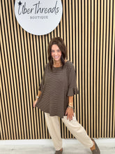 The Bell Sleeve Stripe Soft Knit - Chocolate