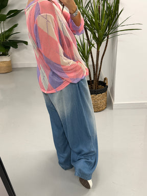 The Argyle Mesh Top - Pink/Lilac