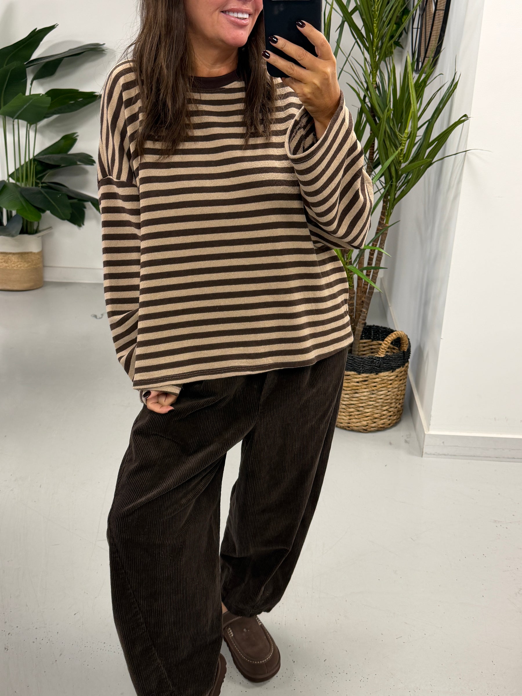Jumbo Cord Barrel Trousers - Chocolate (Size 10-14)