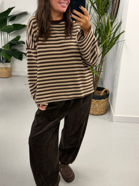 Jumbo Cord Barrel Trousers - Chocolate (Size 10-14)