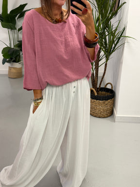 Basic Cotton Top -  Raspberry