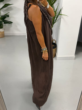 Bandana Scarf Jumpsuit - Chocolate (Due in in next few days)
