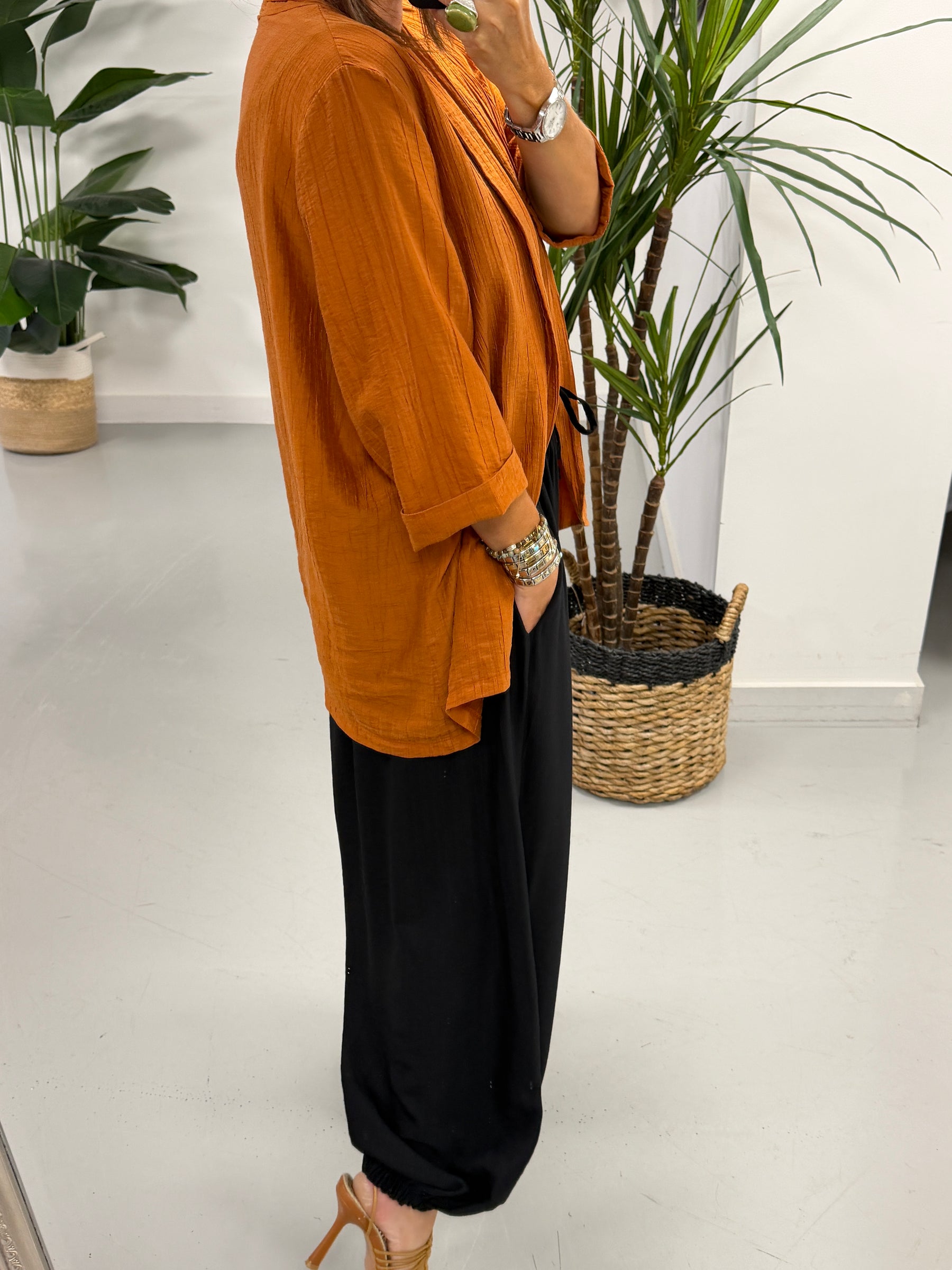 Crinkle Blazer - Rust