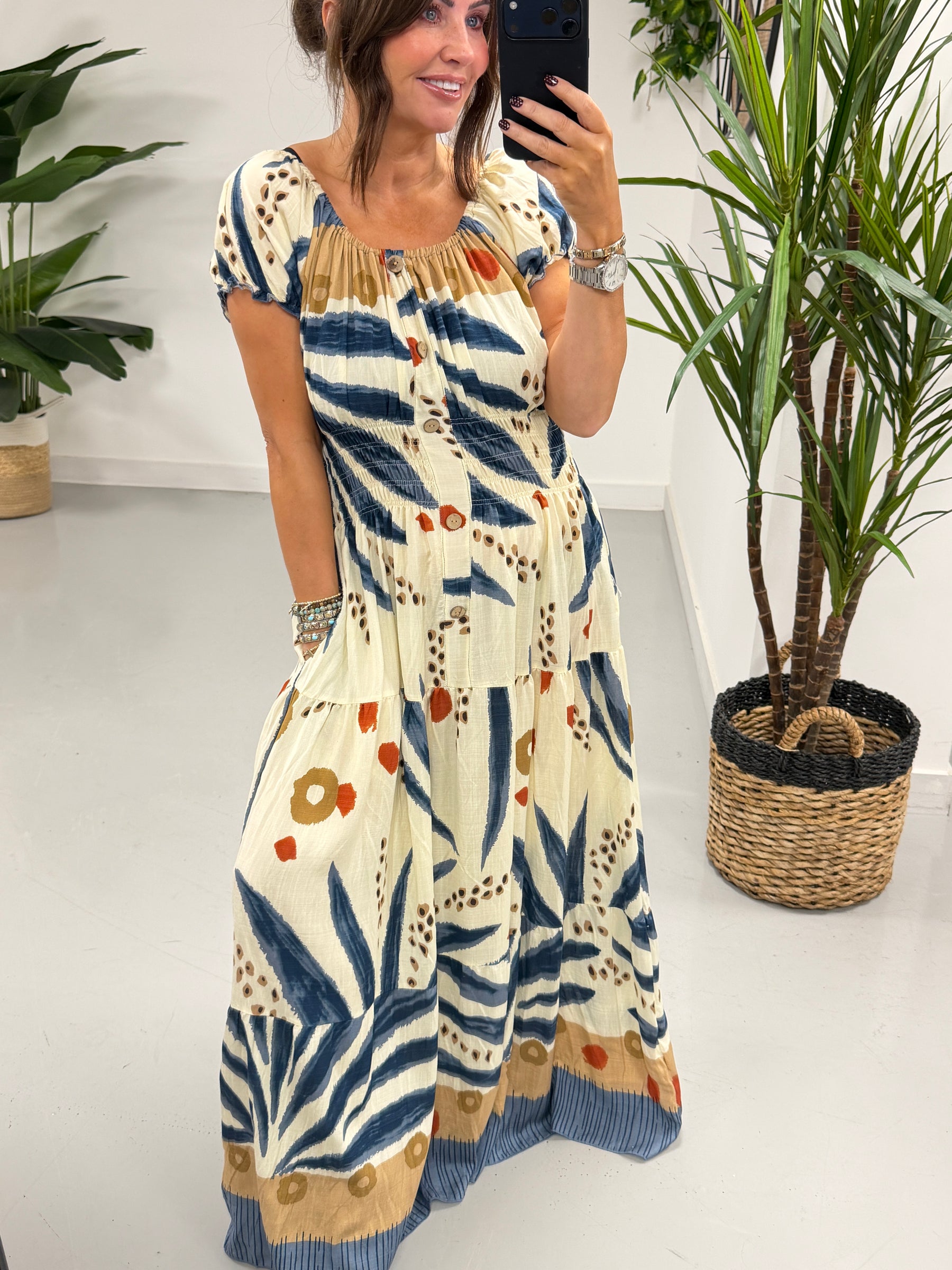 The Tribal Button Maxi - Denim