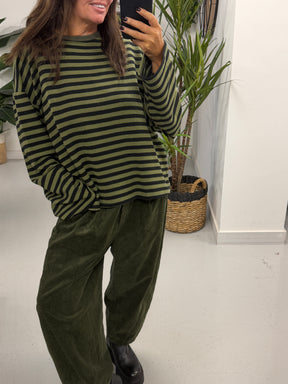 Jumbo Cord Barrel Trousers - Khaki (Size 10-14)