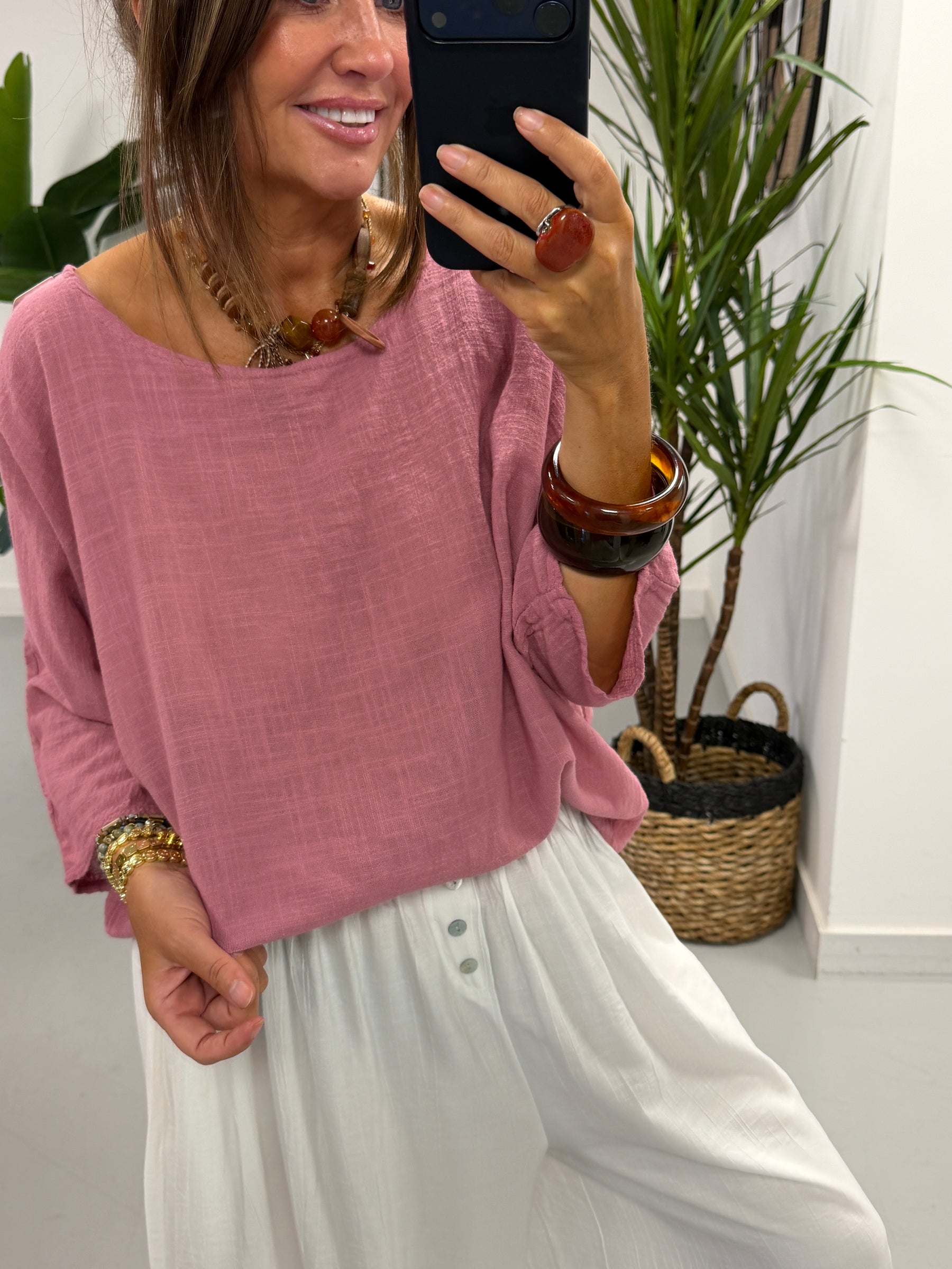 Basic Cotton Top -  Raspberry
