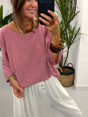 Basic Cotton Top -  Raspberry