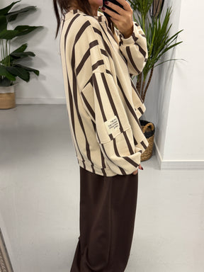 Sunset Stripe  “Life Isn’t Perfect” Sweater - Cream/Chocolate (Size 12-18)