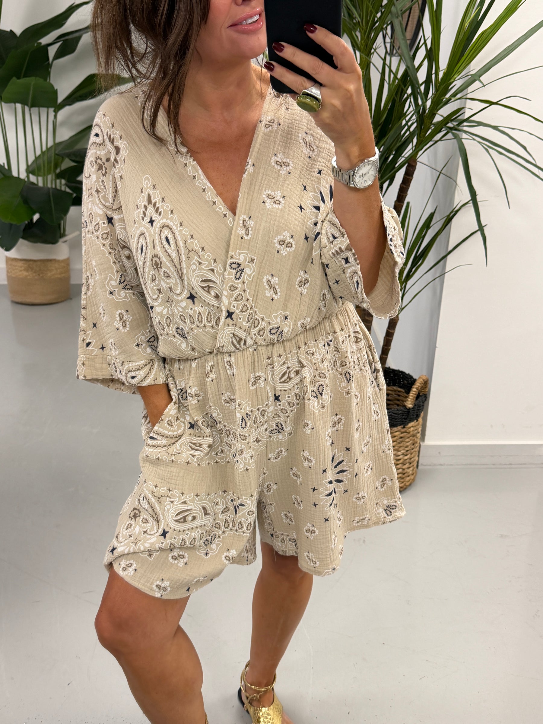 The Bandana Valencia Playsuit - Cream