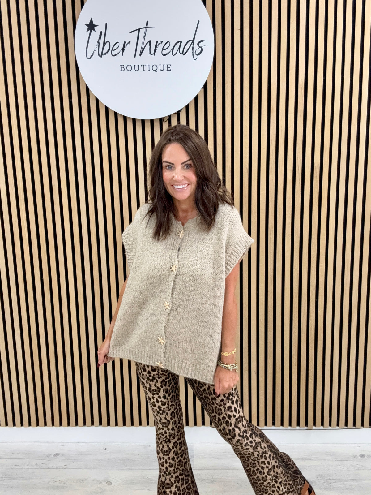 Knitted Starfish Button Waistcoat - Oatmeal
