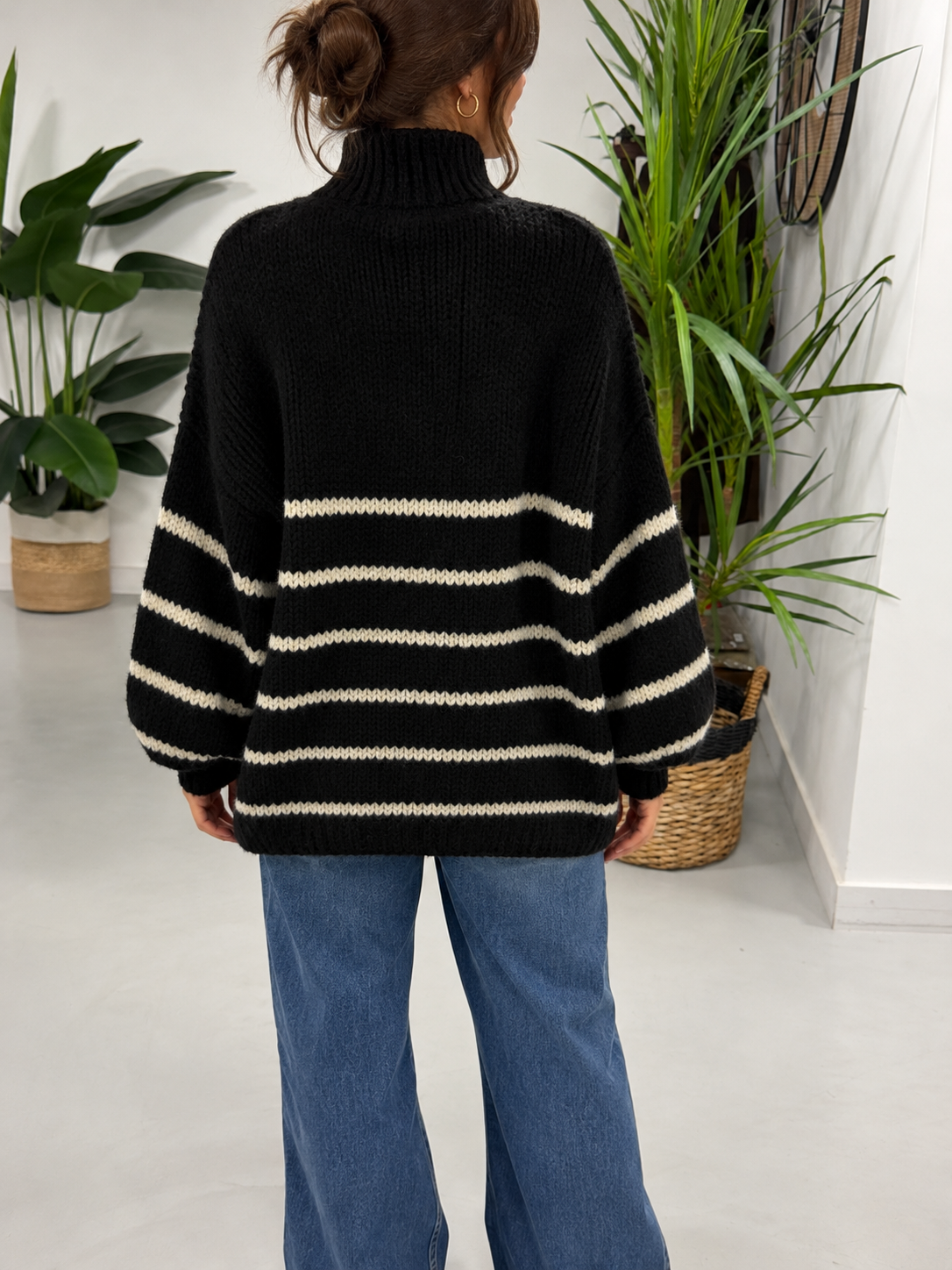 The Rustic Stripe Soft Knit -  Black/Cream (Size 12-20)