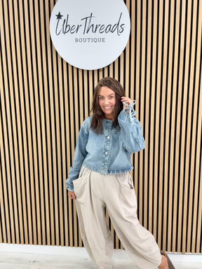 Tie Back Denim Shacket
