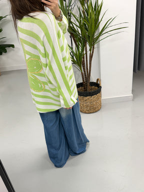 The Daisy/Stripe Soft Knit - Bright Green