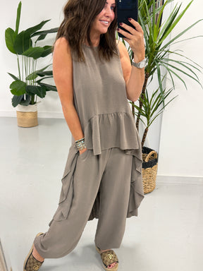 Valentina Hi Low Frill Two Piece - Pebble