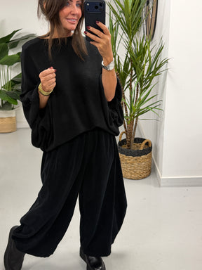 The Brooklyn Barrel Needlecord Joggers - Black (Size 10-18)