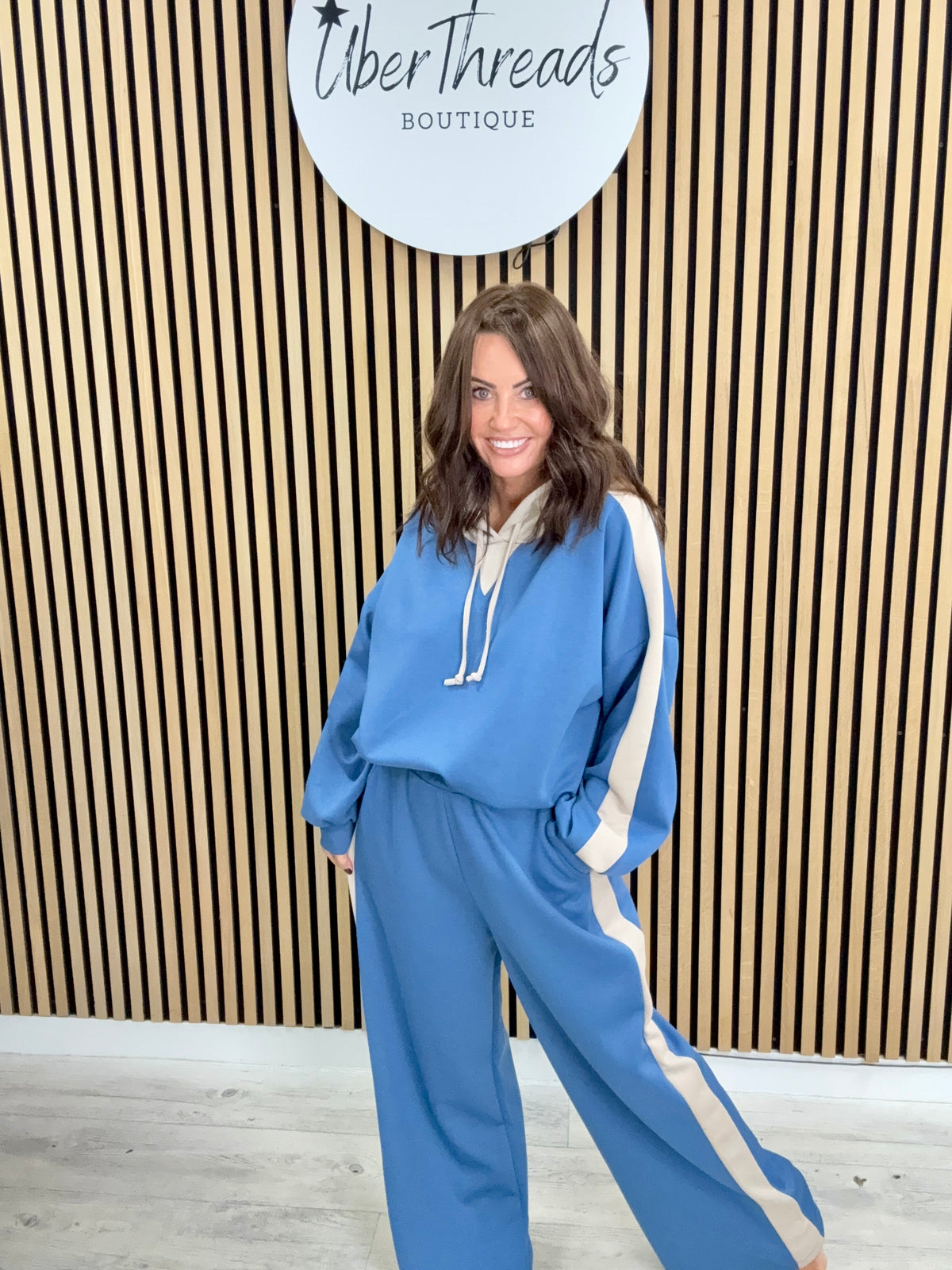 The Stripe Scuba Hooded Tracksuit - Denim Blue