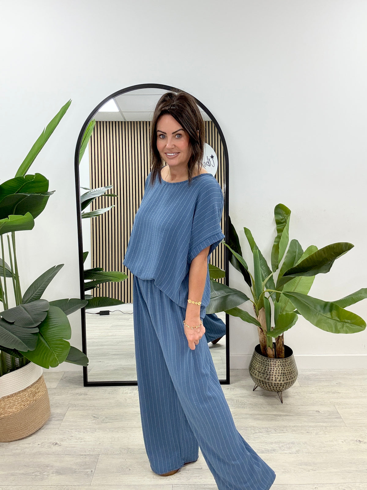 (Pre Order) Lisbon Pinstripe Co-Ord - Denim Blue