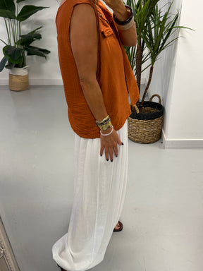 Crinkle Utility Top - Rust