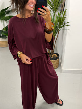 The UTB Weekend Slouch Co-Ord - Wine (Size 2)