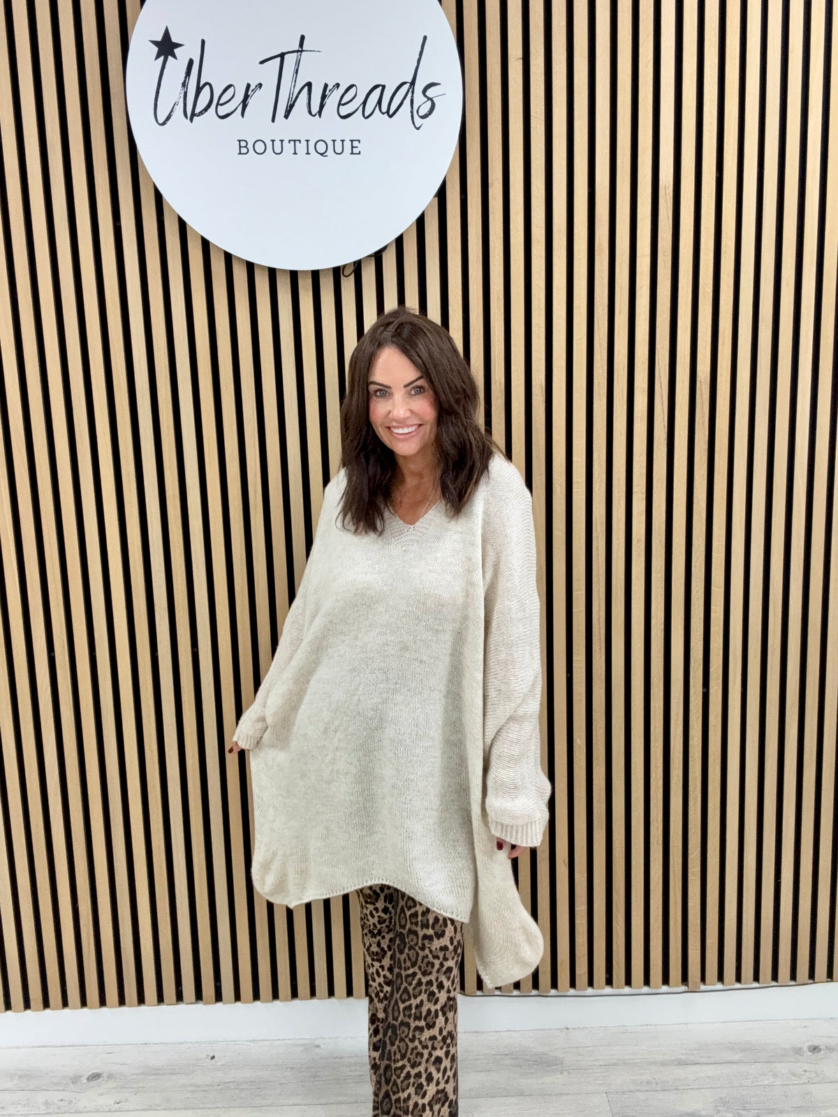The Oversized Dipped Hem Knit - Cream
