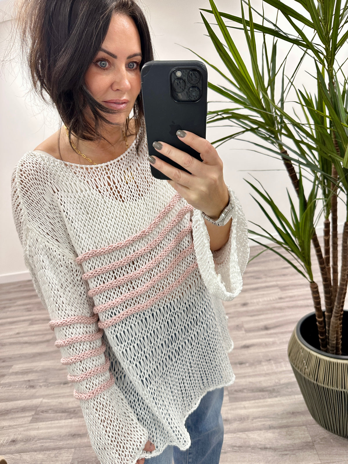 The Marbella Stripe Knit - Baby Pink