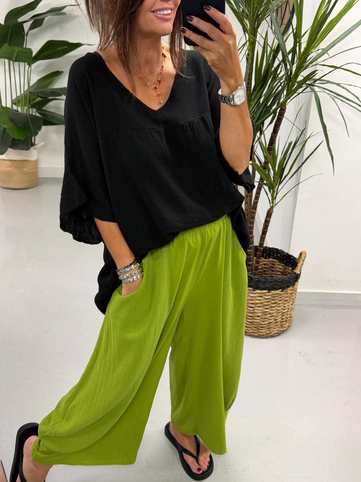 Sahara Cropped Pants - Pistachio