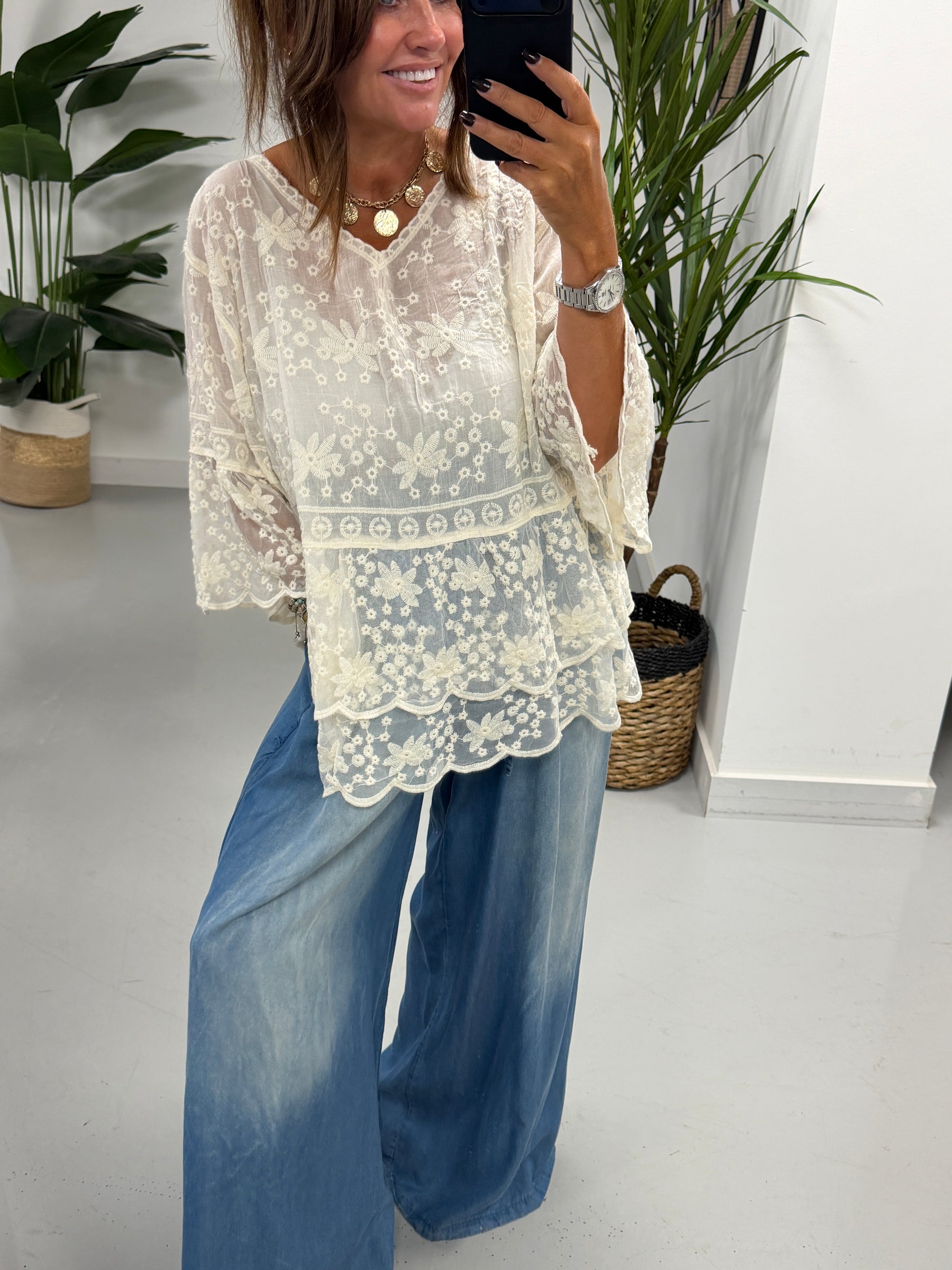 Seville Lace Tunic - Cream