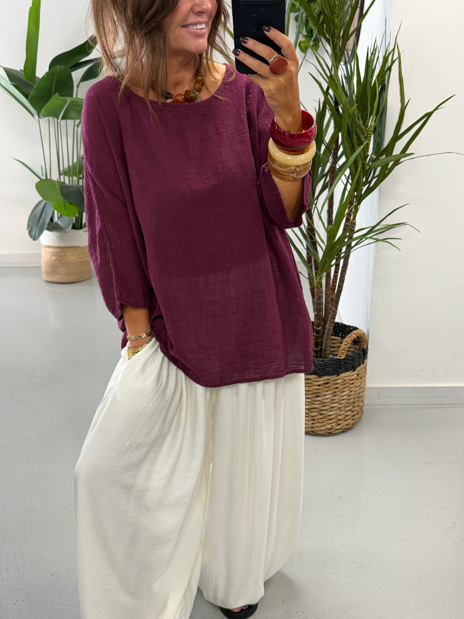 Basic Cotton Top - Wine Size 2