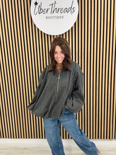 Zeta Otto Stripe And Cord Bomber - Grey