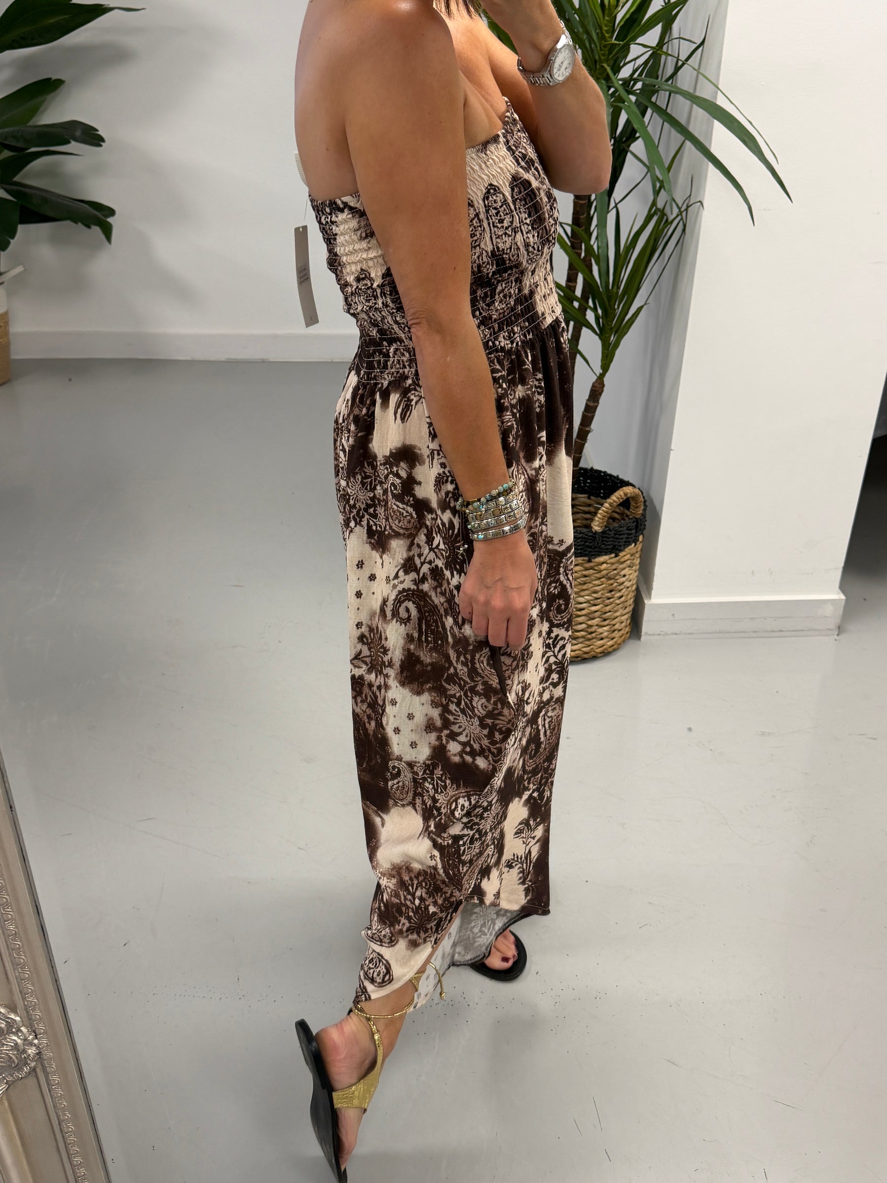 The Paisley Bandeau Jumpsuit- Chocolate