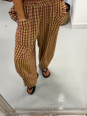 The Autumn Check Tulip Hem Trousers - Pistachio