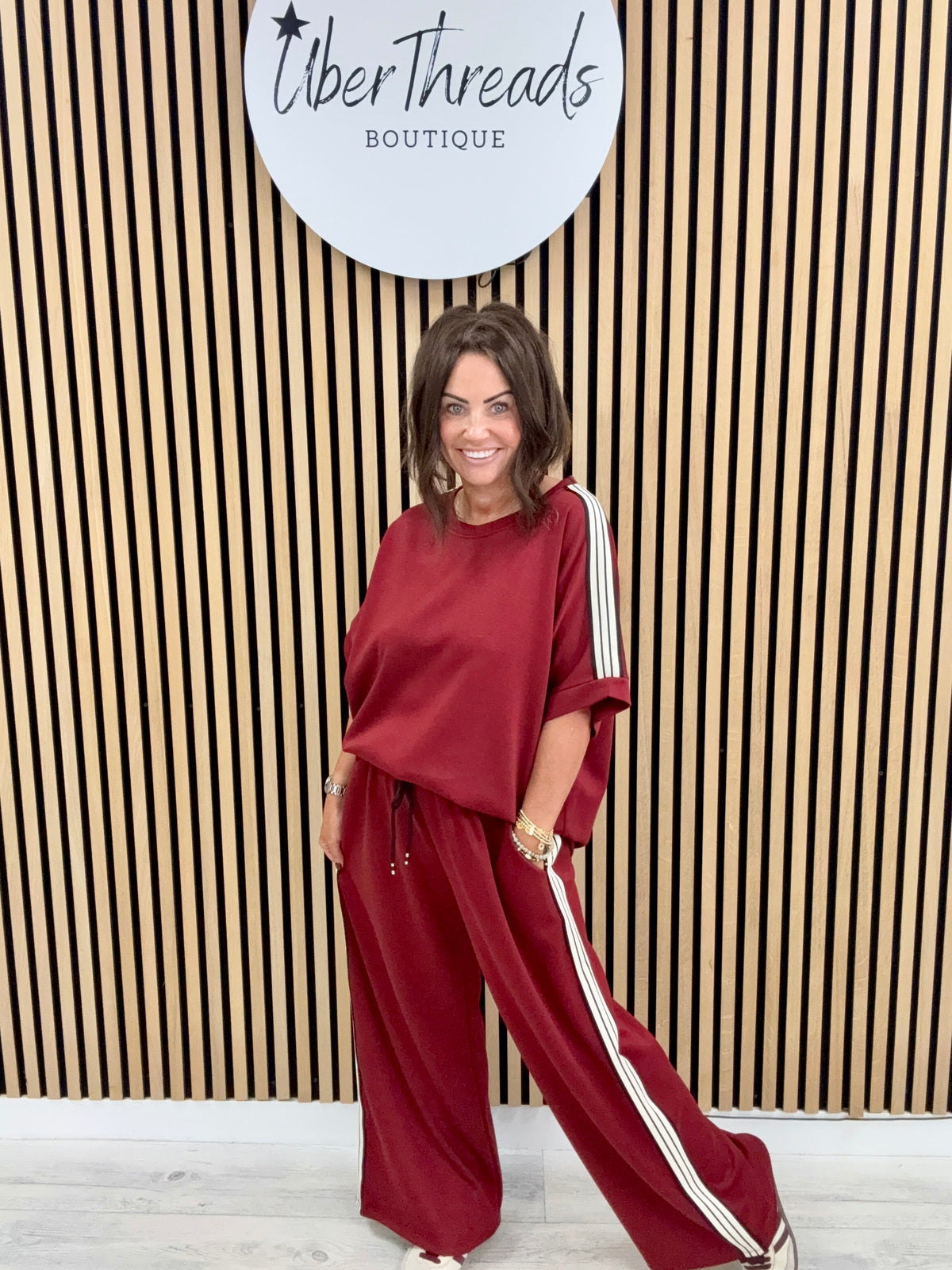 The Autumn Stripe Lounge Set - Mulberry