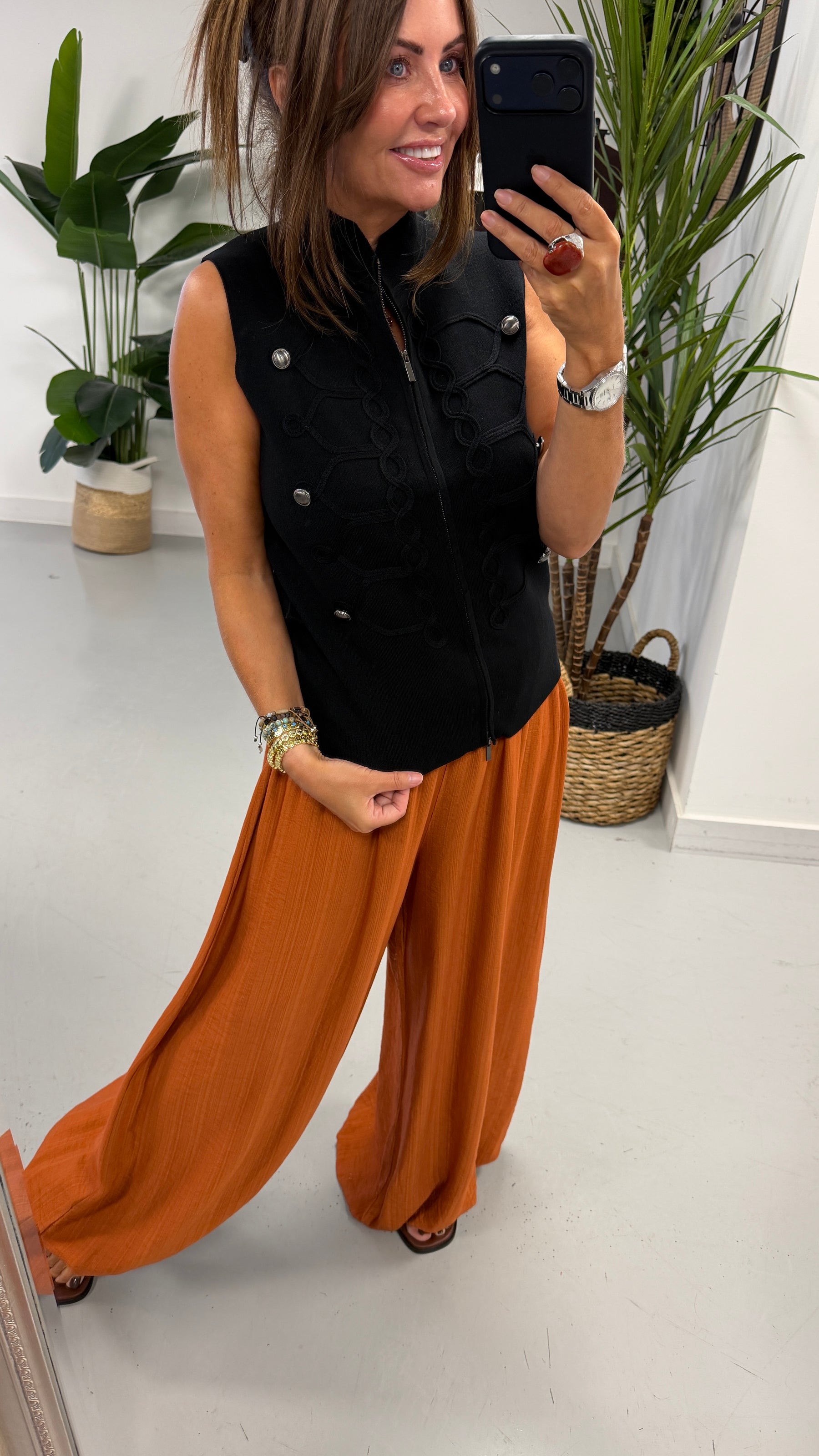The Balloon Tie Cuff Trousers - Rust