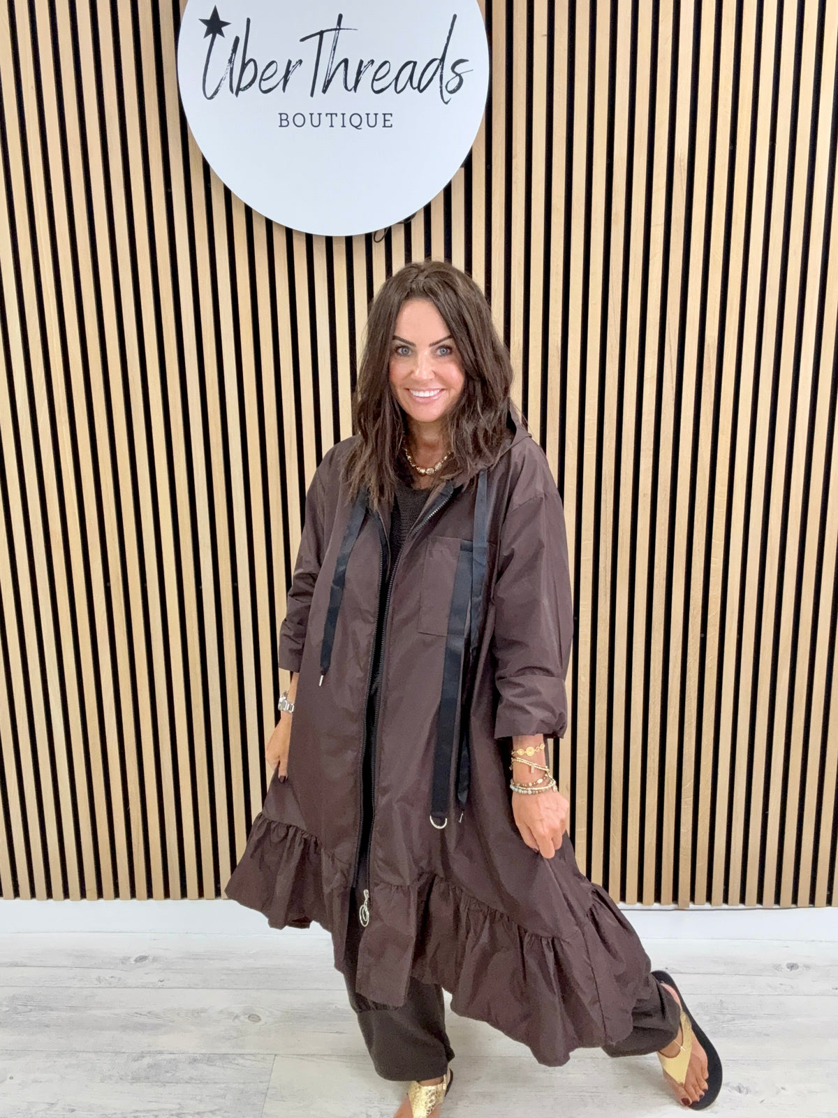 The High Low Frill Rainmac - Chocolate
