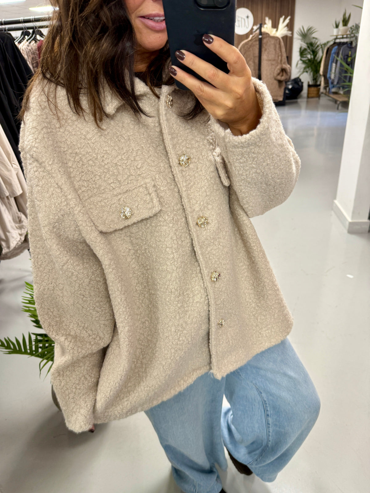 Military Boucle Jacket - Cream
