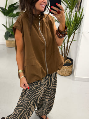 Urban Bubble Hem Gilet - Chocolate
