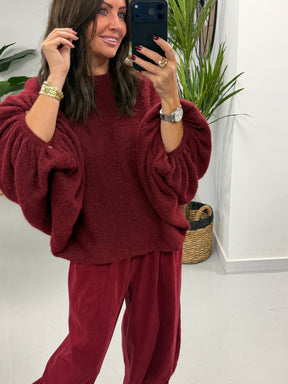 Zeta Otto Chunky Sleeve Knit - Wine (Size 10-18)