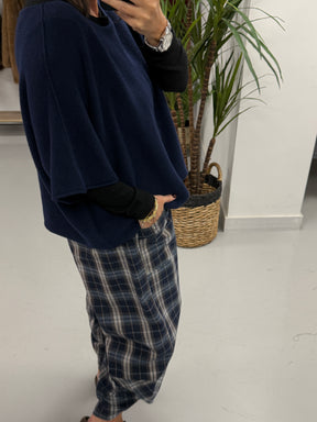 Gracie Crop Sleeve Knit - Navy