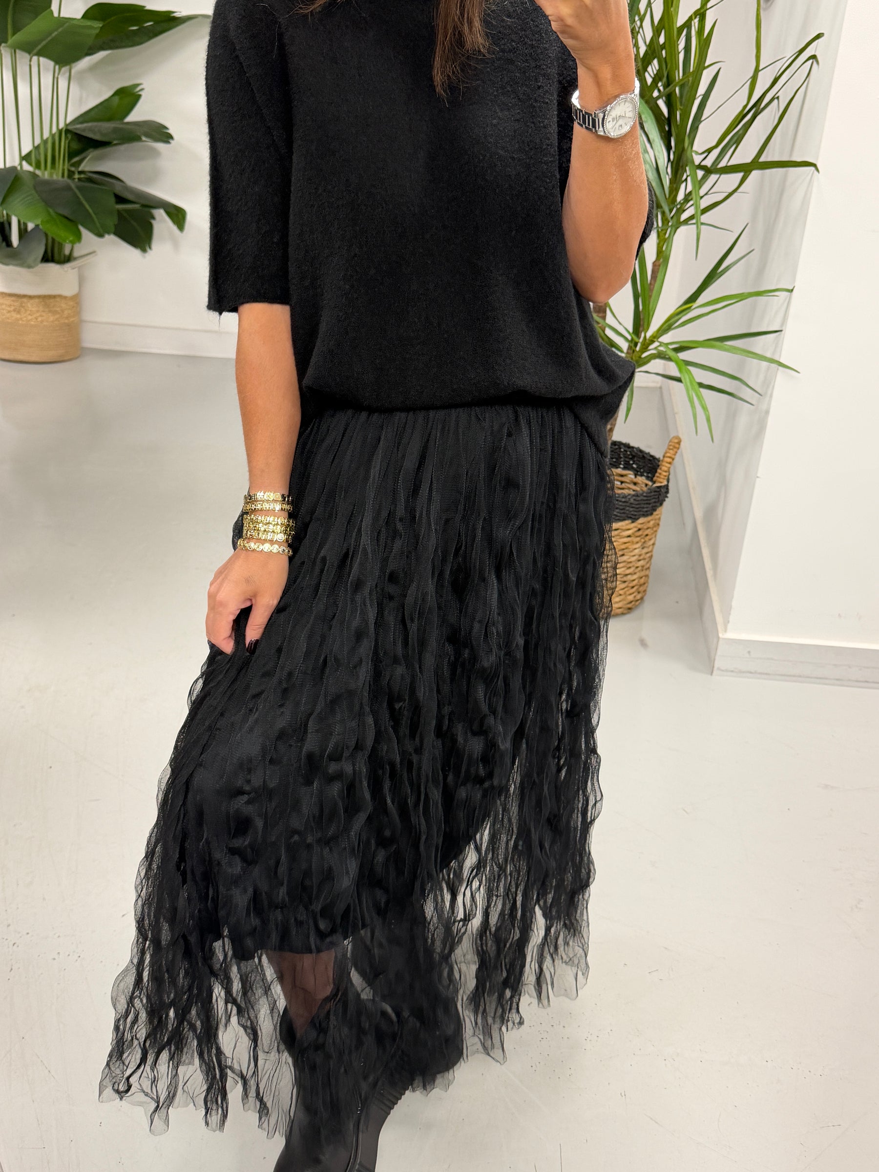 The Liberty Twisty Tulle Skirt - Black (Size 10-18)