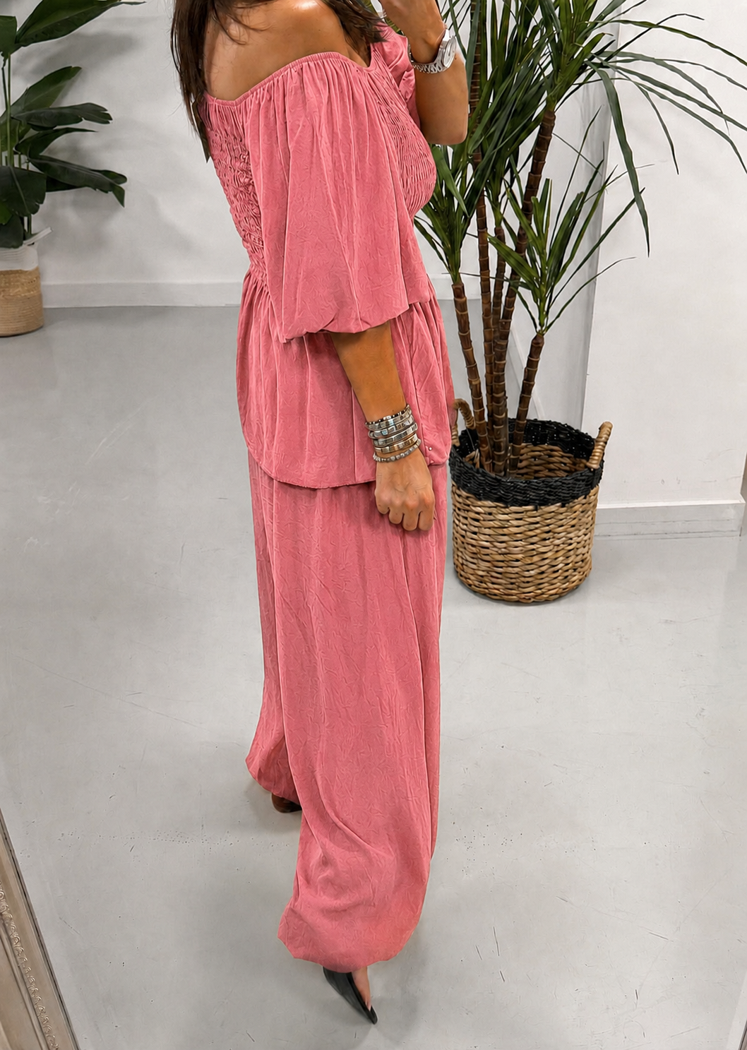 The LuLu Puff Sleeve Bardot - Raspberry