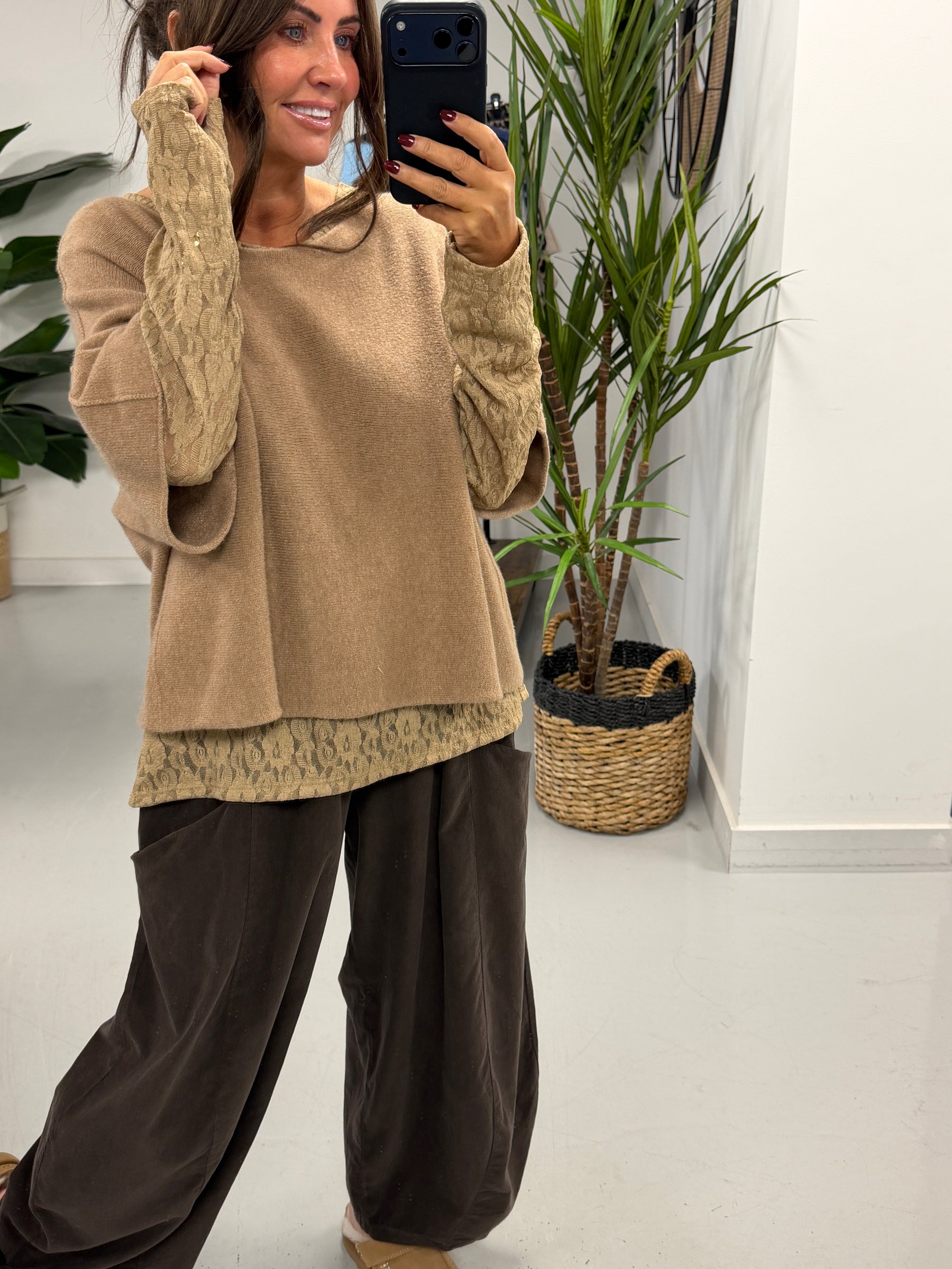 The Lace Mesh - Camel (Size 12-18)