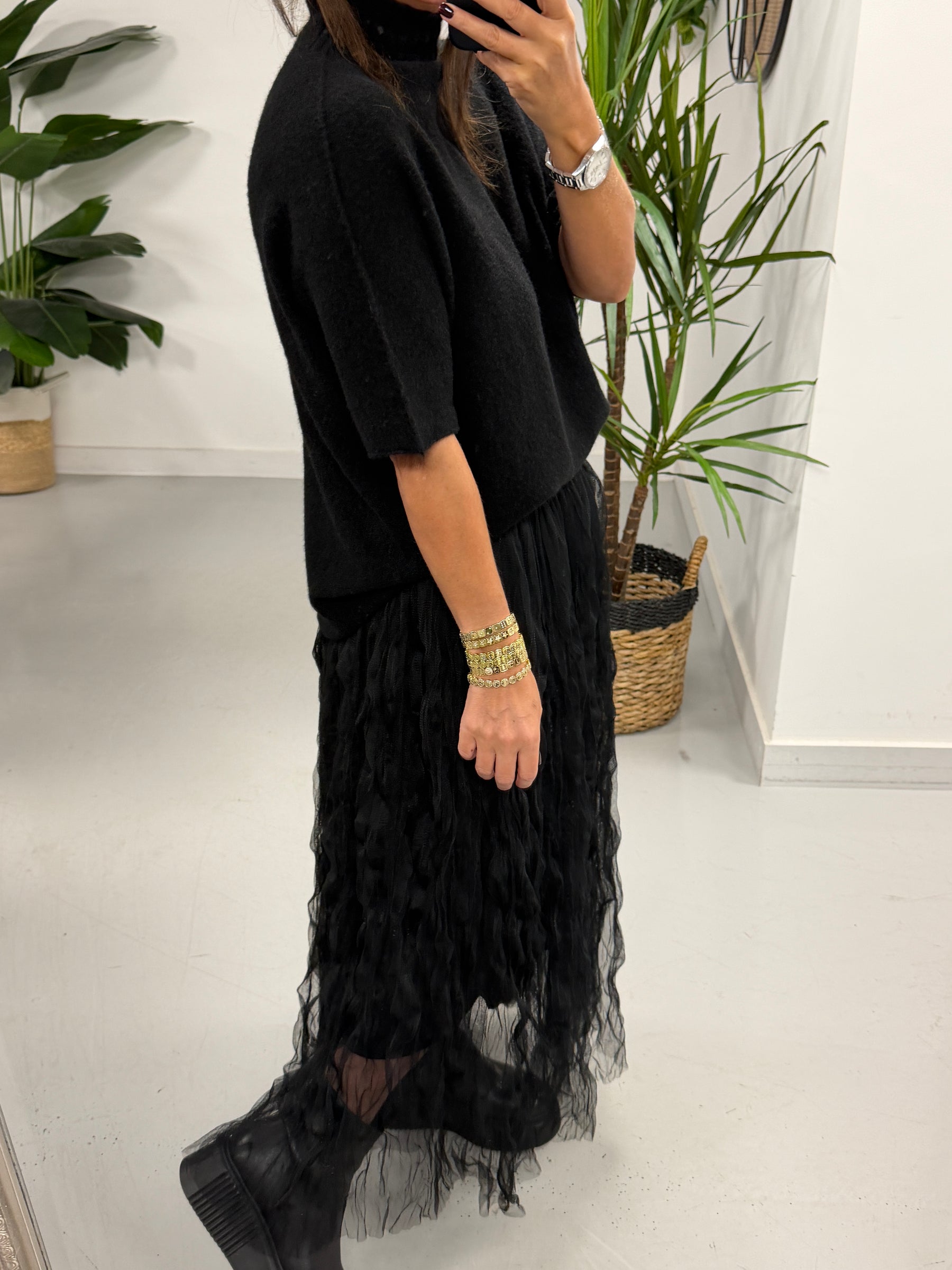 The Liberty Twisty Tulle Skirt - Black (Size 10-18)