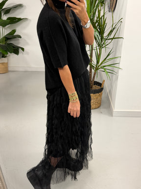 The Liberty Twisty Tulle Skirt - Black (Size 10-18)