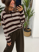 The Button Up Knit - Chocolate/Cream/Pink  (Size 10/12-14/16)