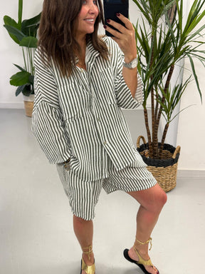 The Valencia Stripe Short Set - Khaki