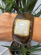 Thick Resin Chocolate Bangle (Square Cream Stone)