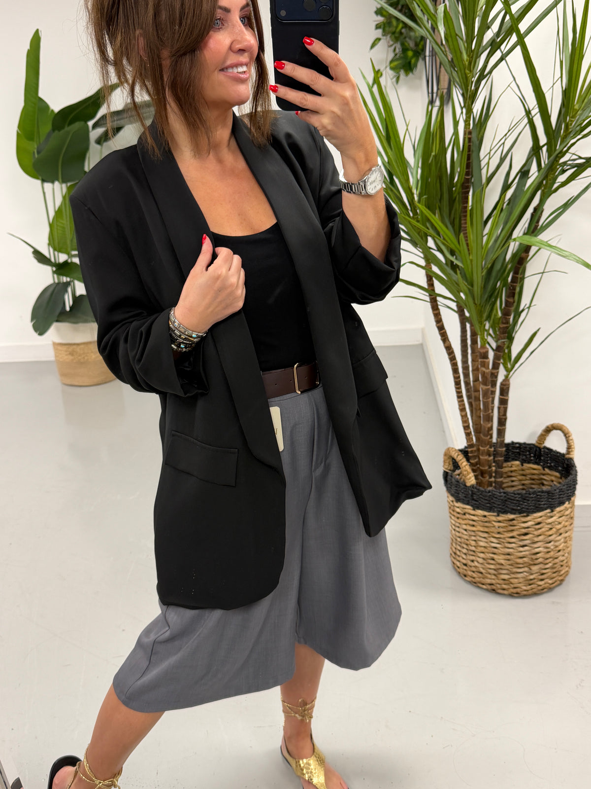 Belted Bermuda Shorts - Slate Grey