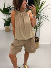 The Crinkle Halterneck Short Set - Camel