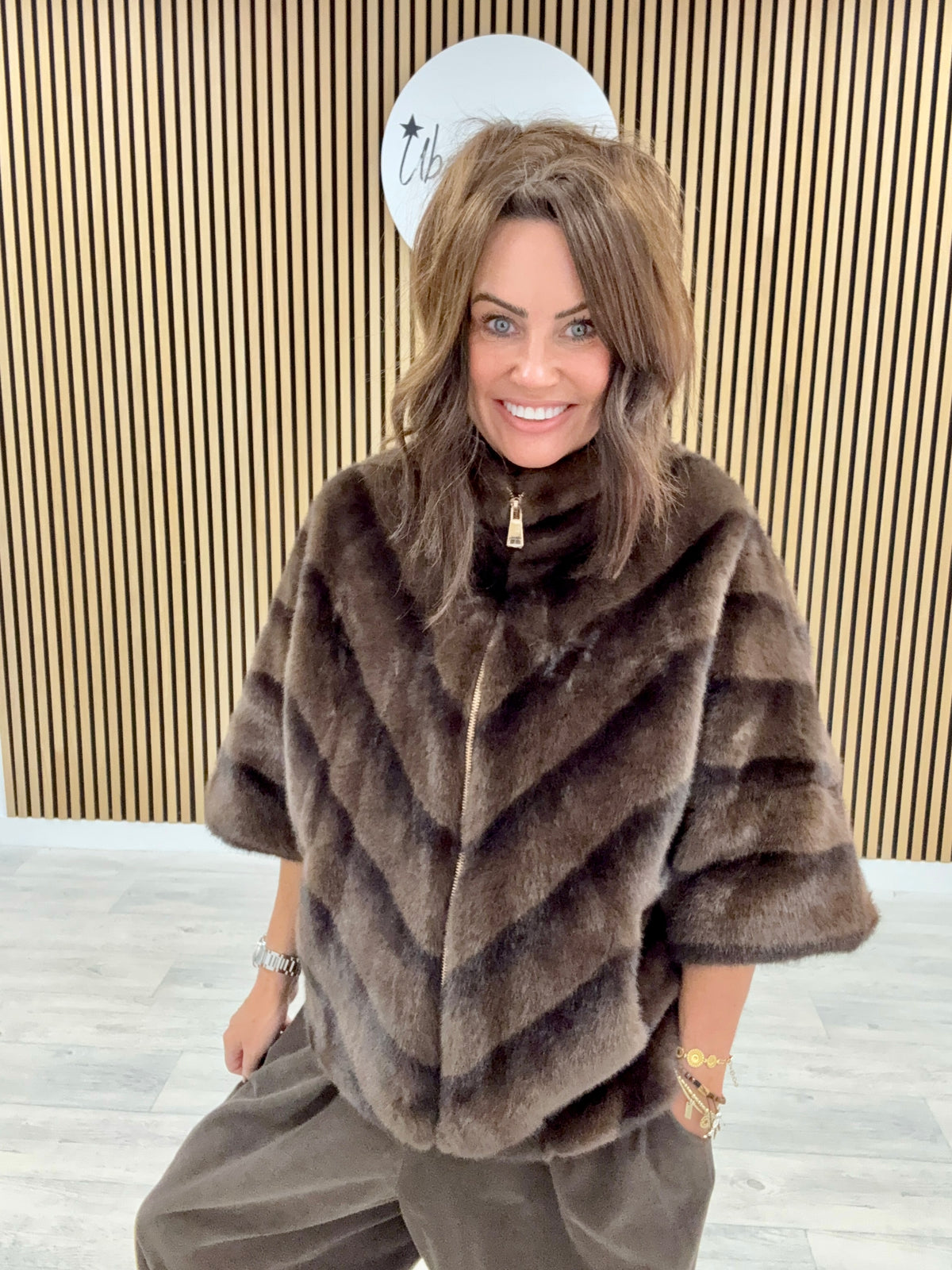 Crop Sleeve Fur Jacket