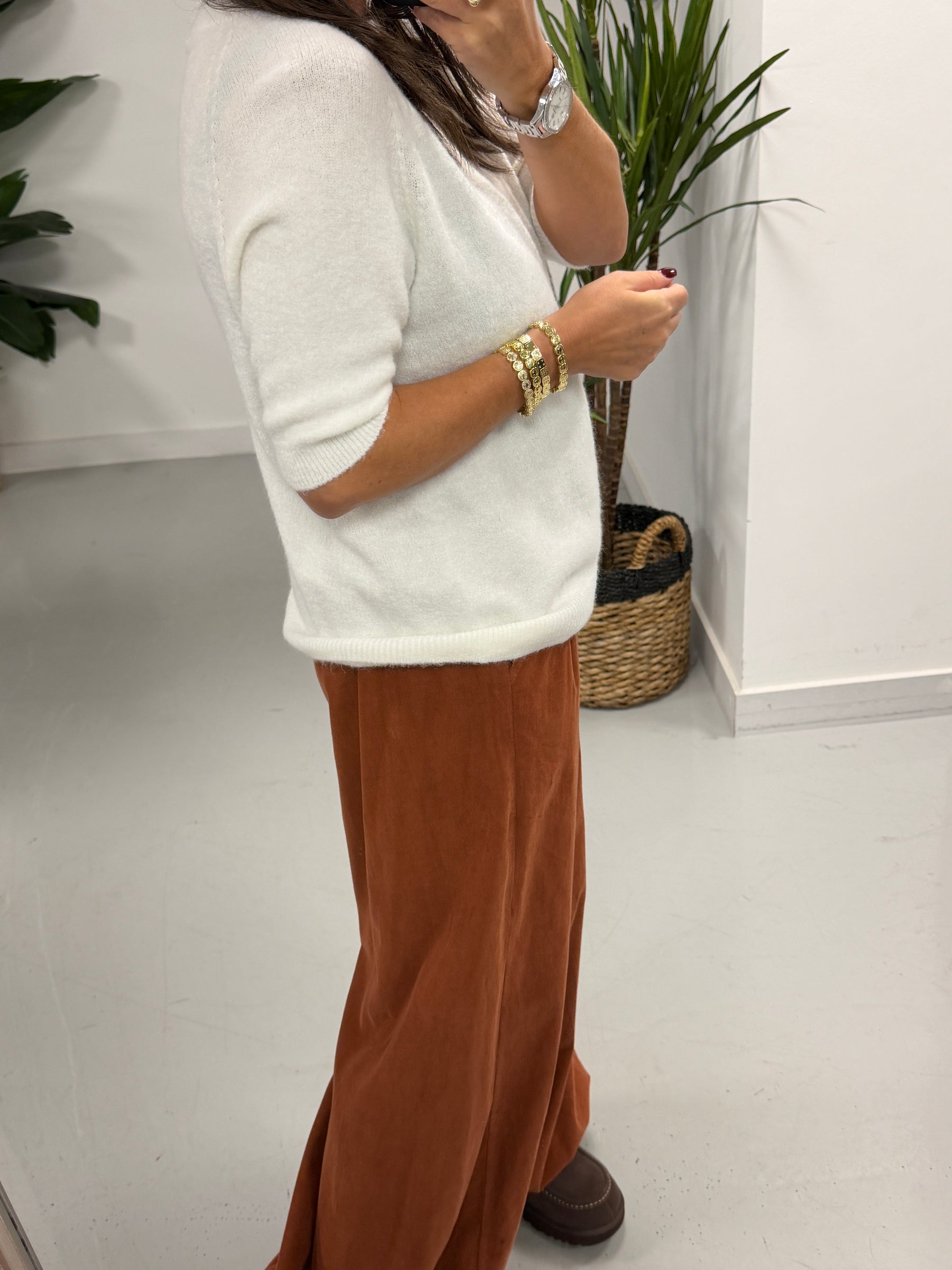 The Drift Crop Sleeve Knit - Winter White (Size 10-14)
